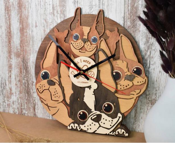 Часы кварцевые Французские бульдожки